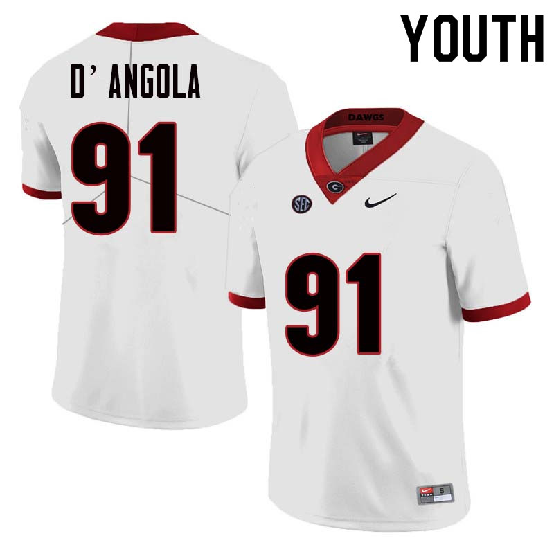 Georgia Bulldogs Youth Michael D'Angola #91 White Stitched College UGA Football Jersey 23FJ010AE